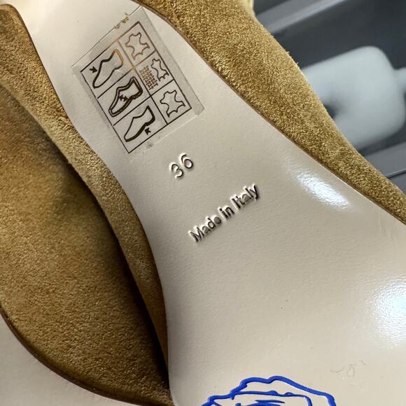 Burberry Storm Calf Suede Manilla Knee High Boots 36 NEW Kitten Heel Gold Bootie - Picture 7 of 8